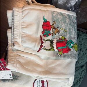 Cream Joggers with Festive Print